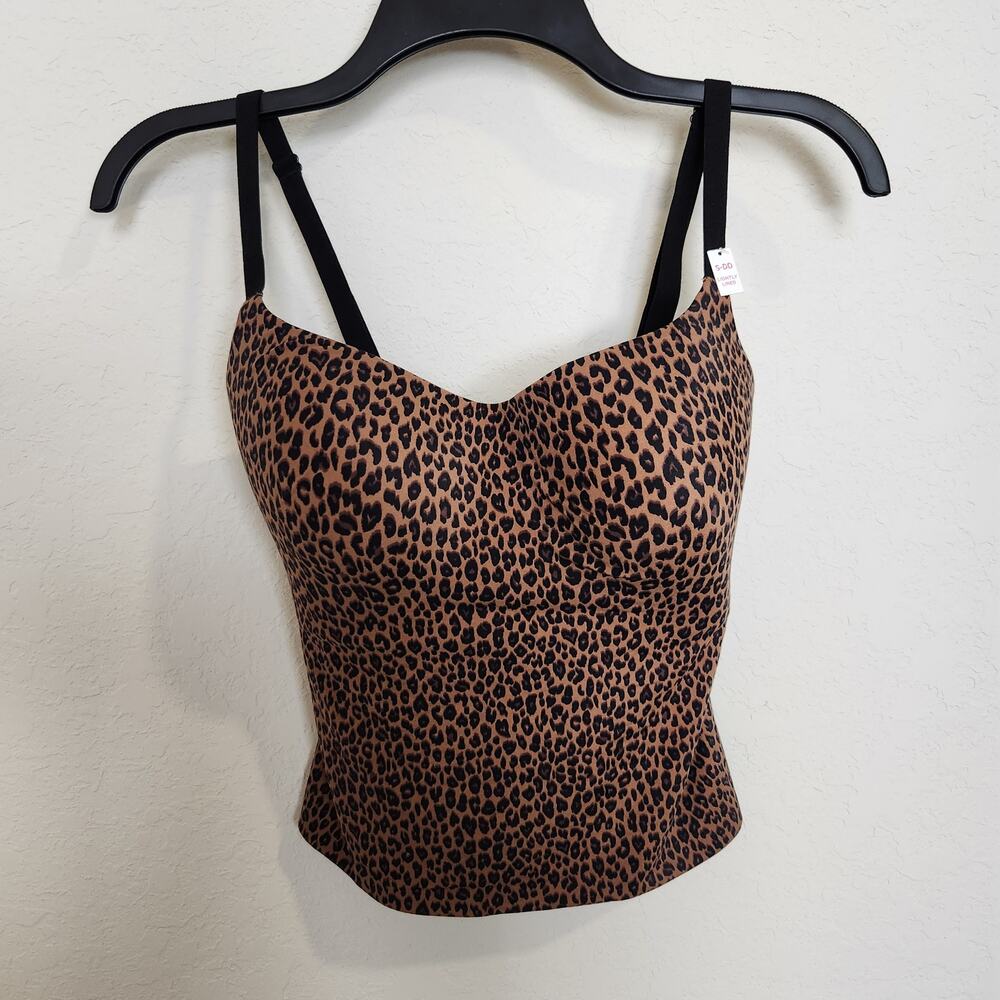 VS PINK Leopard Print Marshmallow Lightly Lined Wireless Comfy Cami Small-DD